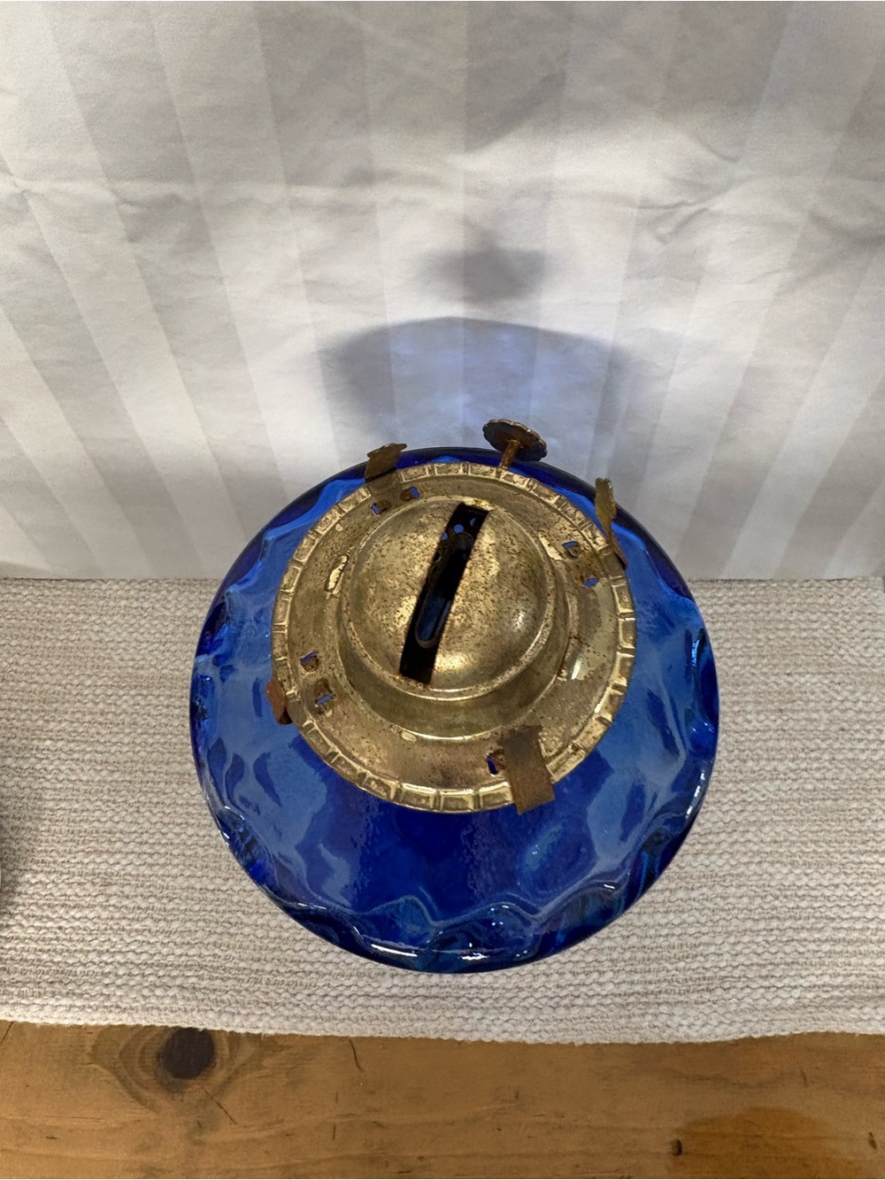 Cobalt Blue Glass Oil Lamp - Picture 4 of 7